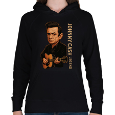 PRINTFASHION Johnny Cash Legend - Női kapucnis pulóver - Fekete női pulóver, kardigán
