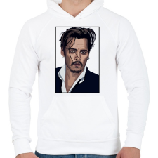 PRINTFASHION Johnny Depp - Férfi kapucnis pulóver - Fehér férfi pulóver, kardigán