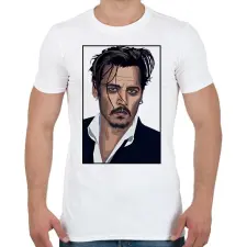 PRINTFASHION Johnny Depp - Férfi póló - Fehér férfi póló