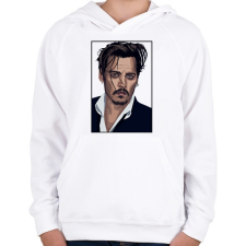 PRINTFASHION Johnny Depp - Gyerek kapucnis pulóver - Fehér gyerek pulóver, kardigán