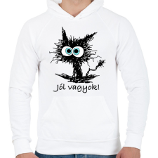 PRINTFASHION Jól vagyok - Férfi kapucnis pulóver - Fehér férfi pulóver, kardigán