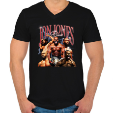 PRINTFASHION Jon Jones - Férfi V-nyakú póló - Fekete
