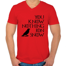 PRINTFASHION JON SNOW - Férfi V-nyakú póló - Piros férfi póló