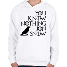 PRINTFASHION JON SNOW - Gyerek kapucnis pulóver - Fehér gyerek pulóver, kardigán