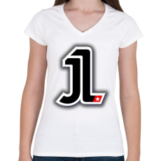 PRINTFASHION Jorge Lorenzo - Női V-nyakú póló - Fehér