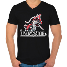 PRINTFASHION Jormuntide Ignis - palworld - Férfi V-nyakú póló - Fekete férfi póló