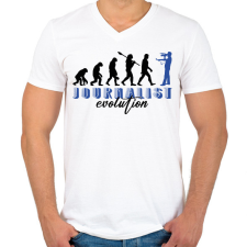 PRINTFASHION Journalist evolution - Férfi V-nyakú póló - Fehér férfi póló