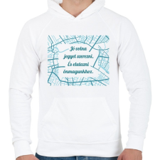 PRINTFASHION József Attila - Jó volna jegyet szerezni - Férfi kapucnis pulóver - Fehér férfi pulóver, kardigán