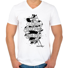 PRINTFASHION József Attila Szív - Férfi V-nyakú póló - Fehér férfi póló