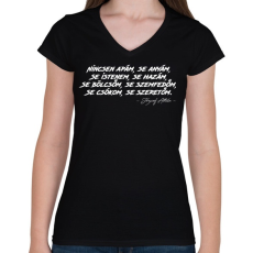 PRINTFASHION József Attila - Tiszta Szívvel - Női V-nyakú póló - Fekete