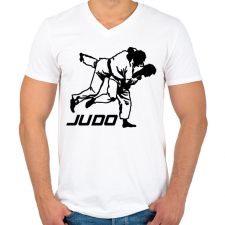 PRINTFASHION Judo - Cselgáncs - Férfi V-nyakú póló - Fehér férfi póló
