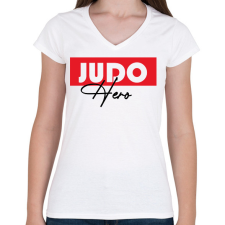 PRINTFASHION Judo hero - Női V-nyakú póló - Fehér női póló