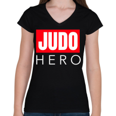 PRINTFASHION JUDO HERO - Női V-nyakú póló - Fekete