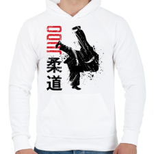 PRINTFASHION Judo küzdősport - Férfi kapucnis pulóver - Fehér férfi pulóver, kardigán