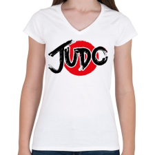 PRINTFASHION JUDO - Női V-nyakú póló - Fehér női póló