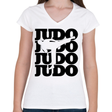 PRINTFASHION Judo - Női V-nyakú póló - Fehér női póló
