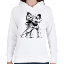 PRINTFASHION Judo skicc - Női kapucnis pulóver - Fehér női pulóver, kardigán