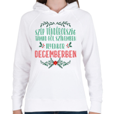 PRINTFASHION Juhász Gyula - Karácsony felé - Női kapucnis pulóver - Fehér női pulóver, kardigán