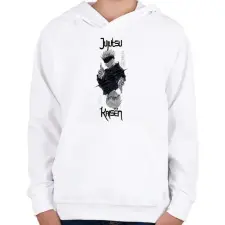 PRINTFASHION Jujutsu Kaisen - Gyerek kapucnis pulóver - Fehér gyerek pulóver, kardigán