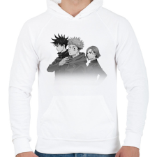 PRINTFASHION Jujutsu Trio (1) - Férfi kapucnis pulóver - Fehér férfi pulóver, kardigán