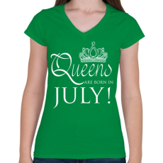 PRINTFASHION Július - Női V-nyakú póló - Zöld