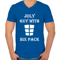 PRINTFASHION Júliusban született kockás hasú - Férfi V-nyakú póló - Királykék