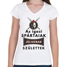 PRINTFASHION Júliusi SPARTAI - Női V-nyakú póló - Fehér