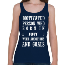 PRINTFASHION Júliusi születésű motivált személy ambíciókkal és célokkal - Női atléta - Sötétkék női trikó