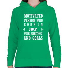PRINTFASHION Júliusi születésű motivált személy ambíciókkal és célokkal - Női kapucnis pulóver - Zöld