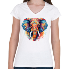 PRINTFASHION Jumbo - Női V-nyakú póló - Fehér