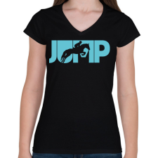 PRINTFASHION Jump - Női V-nyakú póló - Fekete női póló