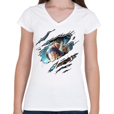 PRINTFASHION JumpForce - Női V-nyakú póló - Fehér női póló