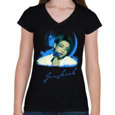PRINTFASHION Jungkook - Női V-nyakú póló - Fekete