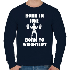 PRINTFASHION Júniusban születve - súlyemelésre születve - Férfi pulóver - Sötétkék