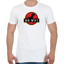 PRINTFASHION Jurassic p - No wifi  - Férfi póló - Fehér férfi póló