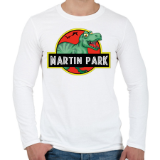 PRINTFASHION Jurassic Park - Névvel - Férfi hosszú ujjú póló - Fehér férfi póló