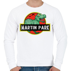 PRINTFASHION Jurassic Park - Névvel - Férfi pulóver - Fehér