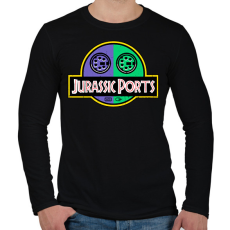 PRINTFASHION Jurassic ports - Férfi hosszú ujjú póló - Fekete