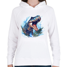 PRINTFASHION Jurassic wow - Női kapucnis pulóver - Fehér női pulóver, kardigán