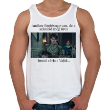 PRINTFASHION Jussát várja a Vaják... (fekete szöveg) - Férfi atléta - Fehér atléta, trikó