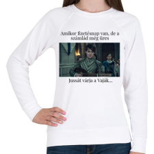 PRINTFASHION Jussát várja a Vaják... (fekete szöveg) - Női pulóver - Fehér női pulóver, kardigán