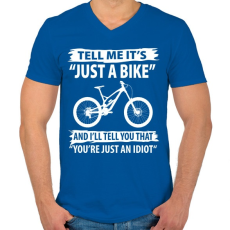 PRINTFASHION Just a bike - Férfi V-nyakú póló - Királykék