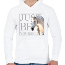 PRINTFASHION Just be yourself - Csak légy önmagad - Férfi kapucnis pulóver - Fehér