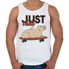 PRINTFASHION Just chill - Capybara - Férfi atléta - Fehér atléta, trikó