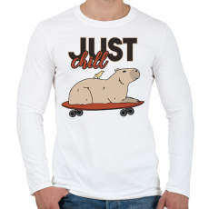 PRINTFASHION Just chill - Capybara - Férfi hosszú ujjú póló - Fehér
