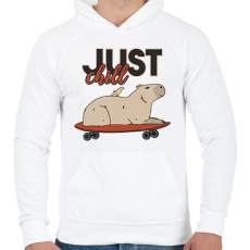 PRINTFASHION Just chill - Capybara - Férfi kapucnis pulóver - Fehér