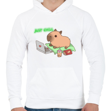 PRINTFASHION Just chill - Capybara - Férfi kapucnis pulóver - Fehér