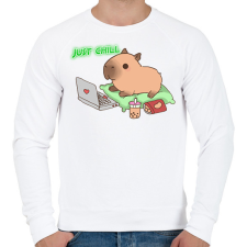 PRINTFASHION Just chill - Capybara - Férfi pulóver - Fehér férfi pulóver, kardigán