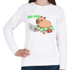 PRINTFASHION Just chill - Capybara - Női pulóver - Fehér női pulóver, kardigán