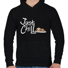 PRINTFASHION Just Chill Lajhár - Férfi kapucnis pulóver - Fekete